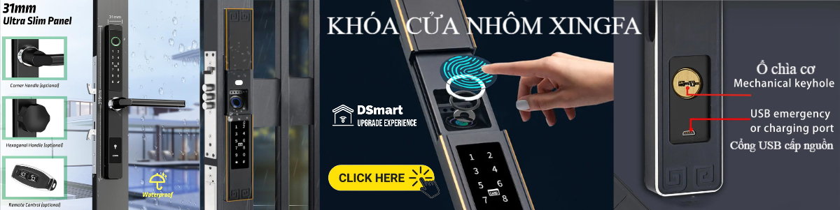 Trang chủ 137 Banner DSmartlock.vn Khóa điện tử nhôm xingfa đố nhỏ