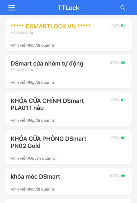 Trang chủ 321 Hình ảnh App DSmart TTLOCK 2