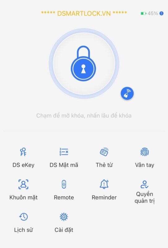 Trang chủ 319 Hình ảnh màn hình chính App DSmart TTLOCK