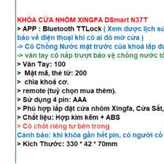 Khóa vân tay cửa nhôm Xingfa DSmart N37T Chống nước sử dụng app 12 Khóa vân tay cửa nhôm Xingfa DSmart N37T Chống nước điện tử