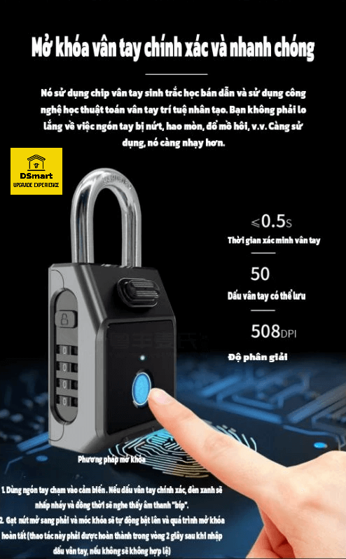 Khóa bấm điện tử vân tay DSmart KB02TU - App Tuya Khóa bấm điện tử vân tay DSmart KB02TU - App Tuya