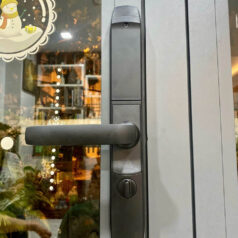 Khóa thông minh cửa nhôm Xingfa DSmart N39T gắn ngoài trời App TTlock màu đen có chốt an toàn