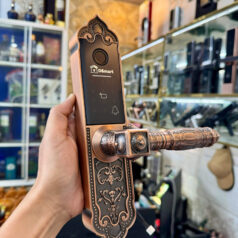 khóa điện tử cửa gỗ DSmart Dtp38 màu đồng cho cửa gỗ dùng pin