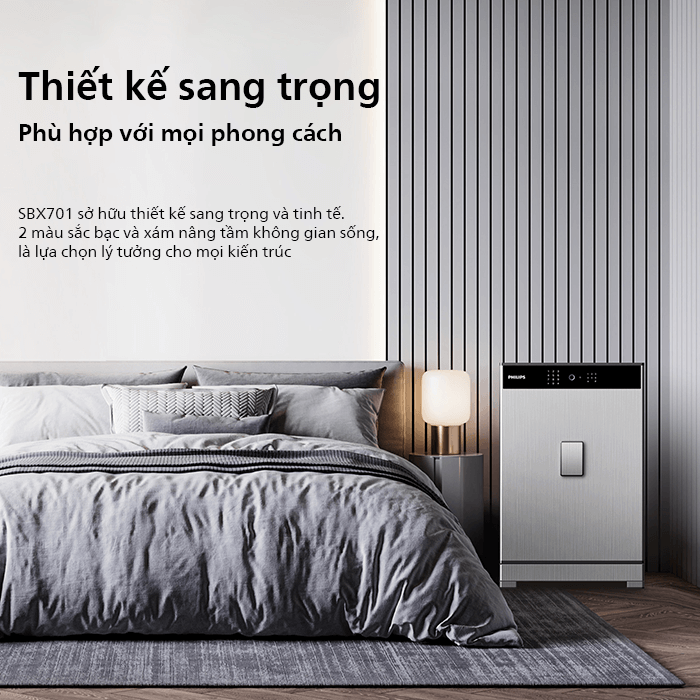 12-1 Két Sắt Philips SBX701 Dễ Decor Màu Xám