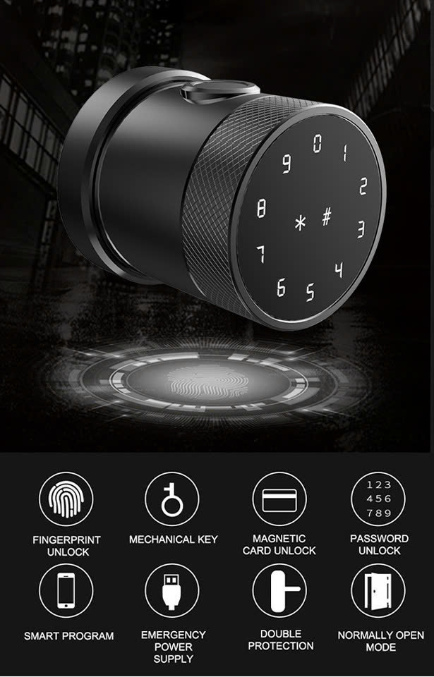 Khóa điện tử vân tay thay thế tay nắm tròn DSmart NT03T Khóa điện tử vân tay thay thế tay nắm tròn DSmart NT03T