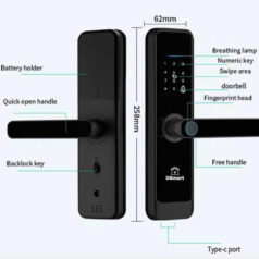 Khóa Cửa Gỗ Thông Phòng Cửa Chính Chung Cư PN08T 4 Khóa cửa gỗ thông minh PN08T cho cửa chung cư