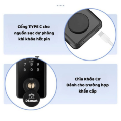 Khóa DSmart DB01T Deadbolt Lock 6 Hình ảnh khóa vân tay DSmart DB01T hỗ trợ mở cửa nhanh bằng vân tay, thẻ từ, mật mã và chìa khóa truyền thống