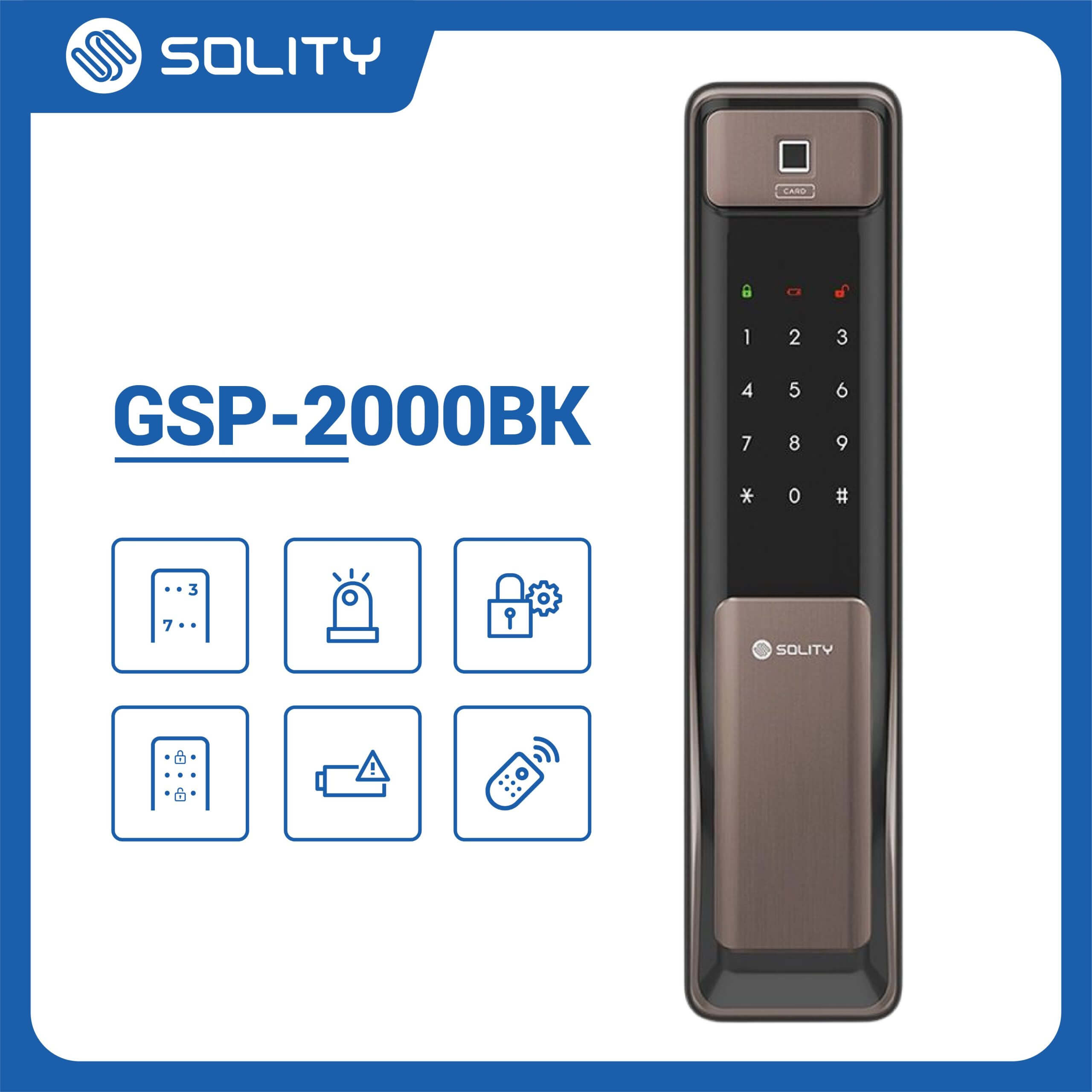 Khóa cửa điện tử vân tay Solity GSP-2000BK chính hãng Mua khóa Solity GSP-2000BK chính hãng tại DSmartLock.vn, bảo hành uy tín