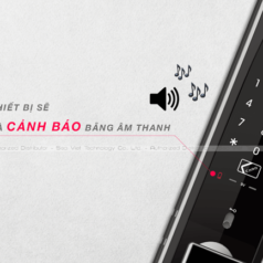 Hình ảnh thực tế lắp đặt khóa điện tử Hyundai HT HDL-5200SK trên cửa gỗ