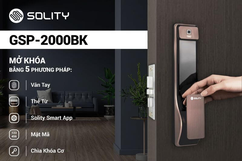 Khóa cửa điện tử vân tay Solity GSP-2000BK chính hãng Hình ảnh thực tế khóa cửa điện tử vân tay Solity GSP-2000BK với thiết kế hiện đại