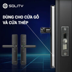 Khóa cửa điện tử vân tay Solity GM-1000BK 11 Mở khóa bằng vân tay, mã số, thẻ từ, chìa cơ và app điện thoại.
