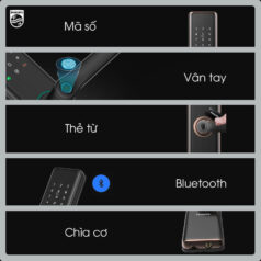 Mẫu khóa Philips 7300 màu đồng đỏ, phù hợp với nội thất cao cấp và hiện đại.