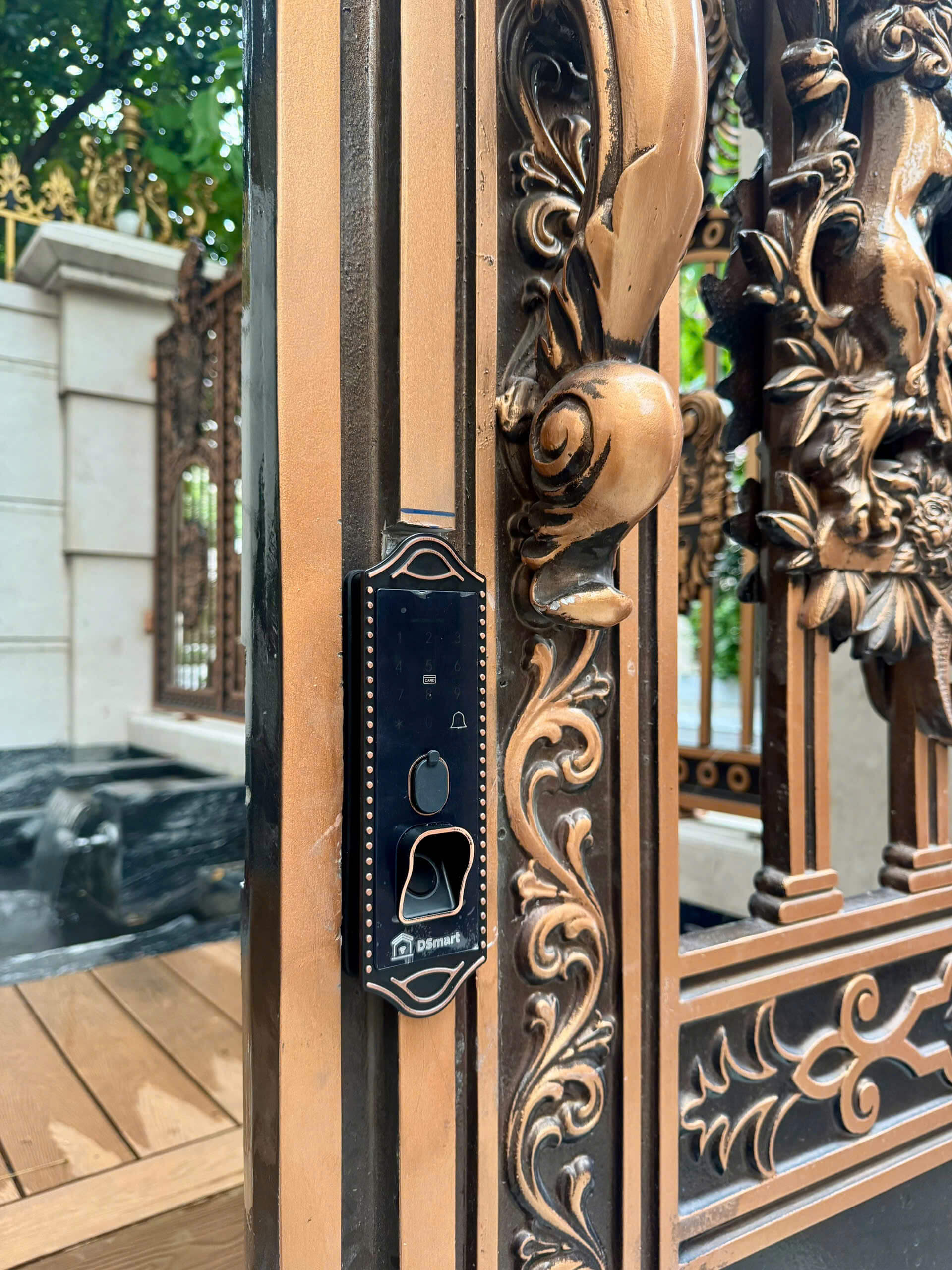 Khóa vân tay cửa nhôm đúc ngoài trời Khóa điện tử vân tay cổ điển cho cửa nhôm đúc