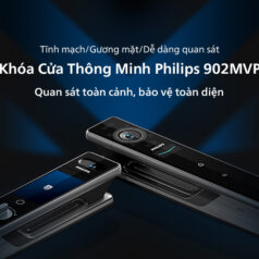Người dùng trải nghiệm khóa điện tử Philips DDL902-MFVP 11HWS với thao tác mở khóa bằng vân tay và mã số tiện lợi.