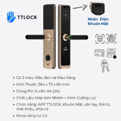 Khóa Vân Tay FaceID PL69T-F Cho Cửa Gỗ – Thân Khóa 5 Chốt Thế Hệ Mới 4 khóa điện tử FaceID PL69T-F hỗ trợ app điện thoại